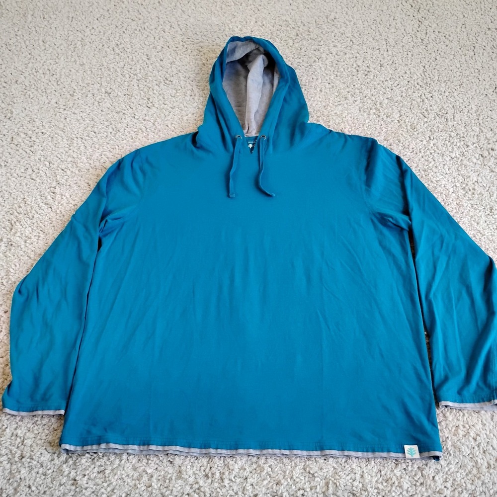Coolibar Hoodie Mens XL Blue UPF 50 Sun Beach Pullover Bamboo Viscose Outdoor